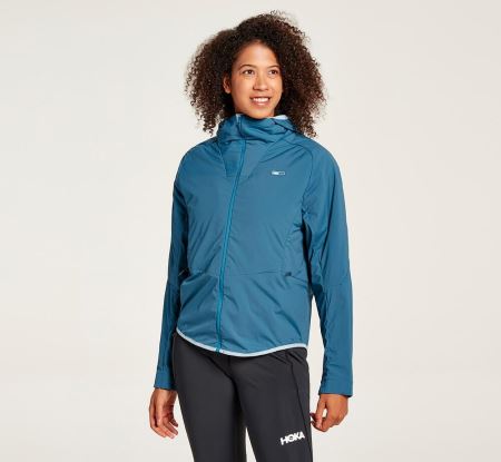 Hoka One One Hybrid Run Jacket Mulher - Jaqueta Azuis | PT-aIghy7K